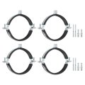 4 Pcs Adjustable Pipe Bracket Clamp 102mm Wall Ceiling Mount Split Ring Hanger Galvanized Iron Strap Support With Screw 