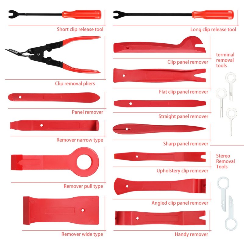 Car Trim Removal Tool Kit And Clip Plier Upholstery Remover Set For Auto Door Panel Audio Dashboard 19 Piece Universal Fit With