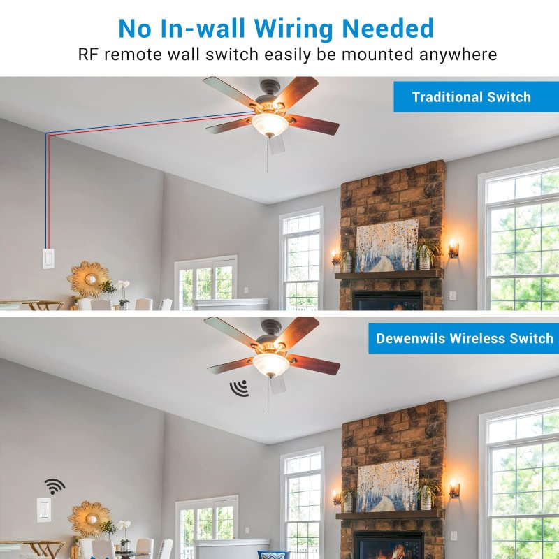Dewenwils Wireless Wall Light Switch Kit No Wifi Needed Remote Control For Small Appliance Lamps Lighting Fixture In-wall