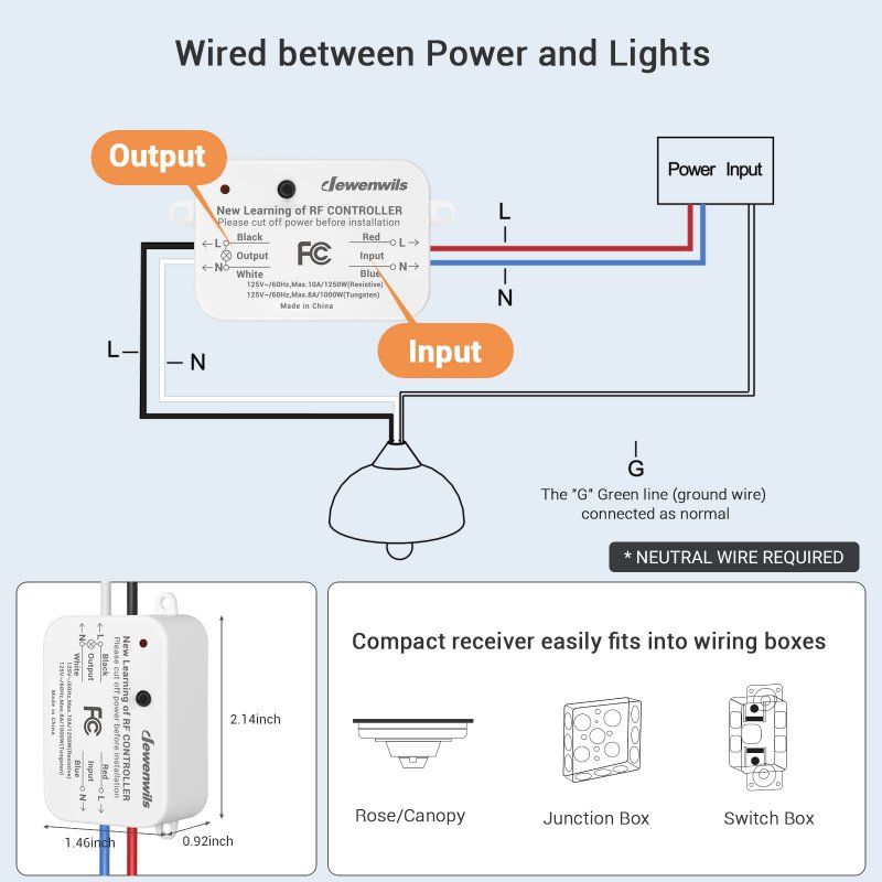 Dewenwils Wireless Wall Light Switch Kit No Wifi Needed Remote Control For Small Appliance Lamps Lighting Fixture In-wall