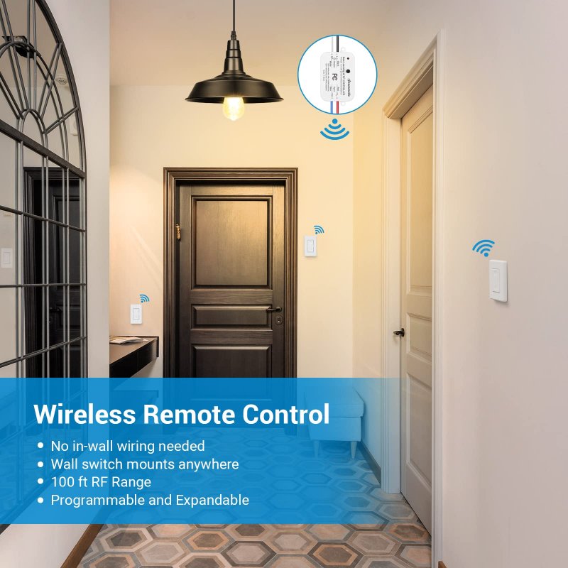 Dewenwils Wireless Wall Light Switch Kit No Wifi Needed Remote Control For Small Appliance Lamps Lighting Fixture In-wall