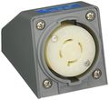 Hubbell Hbl2420ar Locking Safety Shroud Receptacle L15-20r Angled Surface Mount Gray 
