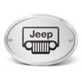 Ipick Image Made For Jeep Grill 3d Logo On Brushed Oval Billet Aluminum 2 Inch Tow Hitch Cover