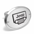 Ipick Image Made For Jeep Grill 3d Logo On Brushed Oval Billet Aluminum 2 Inch Tow Hitch Cover