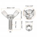 Uxcell 10pcs M6-1x16mm Wing Butterfly Screws Bolts With Nuts 304 Stainless Steel Bolt Thumb Hand