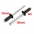 Uxcell M5x12mm Aluminum Open End Round Dome Head Blind Rivets Black 50pcs