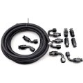 8an Ptfe E85 Braided Fuel Line Hose And Fitting Kit 20ft Black Nylon With 10 Pairs Of Aluminum Fittings For Racing Cars Marine 