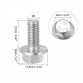Uxcell M5x12mm Hex Serrated Flange Bolts Screws Metric Thread 304 Stainless Steel 25pcs