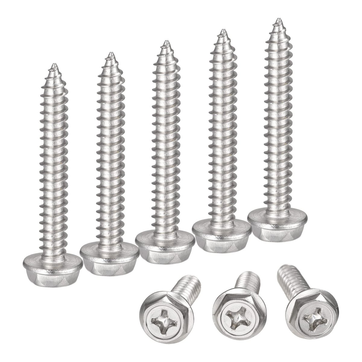 Phillips Hex Washer Self Tapping Screws M6 X 40mm 304 Stainless Steel Flange Sheet Metal Screw 10pcs