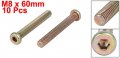 Uxcell M8 X 60mm Fully Thread Hex Socket Drive Flat Head Screws Bolts Fasteners 10pcs