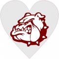 Stickertalk Heart-shaped Maroon Collared Bulldog Mascot Vinyl Sticker 4 Inches By 