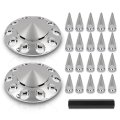 G-plus Front Hub Cover Set Chrome Semi Truck Wheel 33mm Nut Covers Spiked Compatible With Semi-truck 20 22 5 And 24 Wheels
