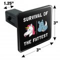 Survival Of The Fattest Unicorn Chubby Rhino Fittest Pun Funny Humor Tow Trailer Hitch Cover Plug Insert