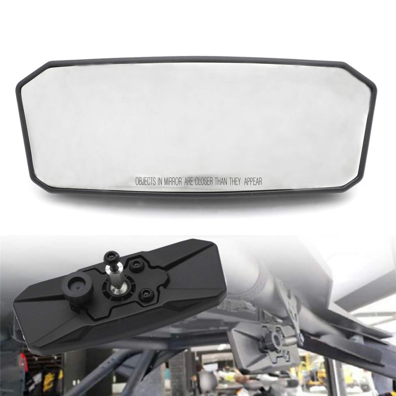 Utv Rearview Center Mirror Adjustable Wide Convex For 2017 2018 2019 2020 Can Am Maverick X3 Max R Windshield Mount Black With