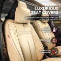 Voris Series Full Set Automotive Seat Interior Covers Universal For Most Car Suv Truck Airbag Compatible Beige Leather