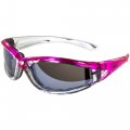Global Vision Flashpoint Chrome And Pink Frame Motorcycle Glasses Flash Mirror Lenses 