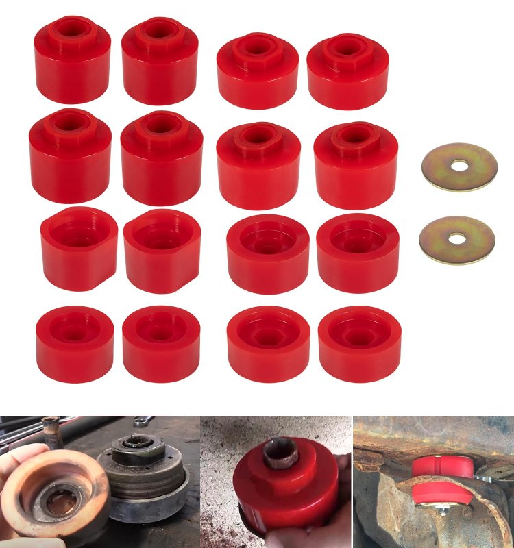 Replace For 6-116 Body Mount Bushings Kit Ford Explorer Sport Trac 2wd 4wd 2001-2005 18pcs Red Polyurethane