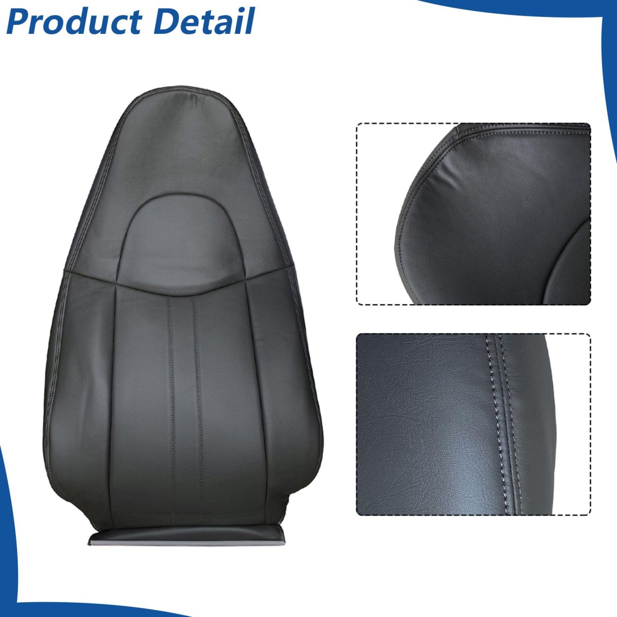 4 Pcs Seat Covers Dark Gray Synthetic Leather Front Driver And Passenger Bottom Lean Back Replacement For Express Savana 1500