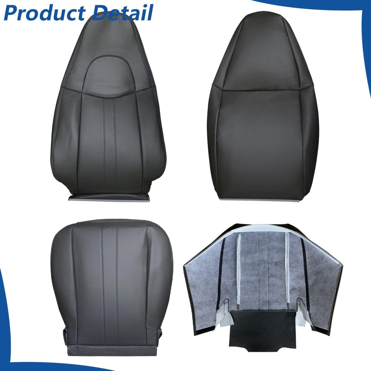 4 Pcs Seat Covers Dark Gray Synthetic Leather Front Driver And Passenger Bottom Lean Back Replacement For Express Savana 1500