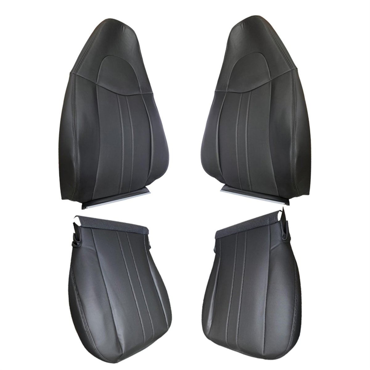 4 Pcs Seat Covers Dark Gray Synthetic Leather Front Driver And Passenger Bottom Lean Back Replacement For Express Savana 1500