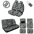 Multi B A Set Of 2 Universal Fit Animal Print Low Back Front With Bench Seat Covers Wheel Cover Shoulder Pads 4 Floor Mats And 