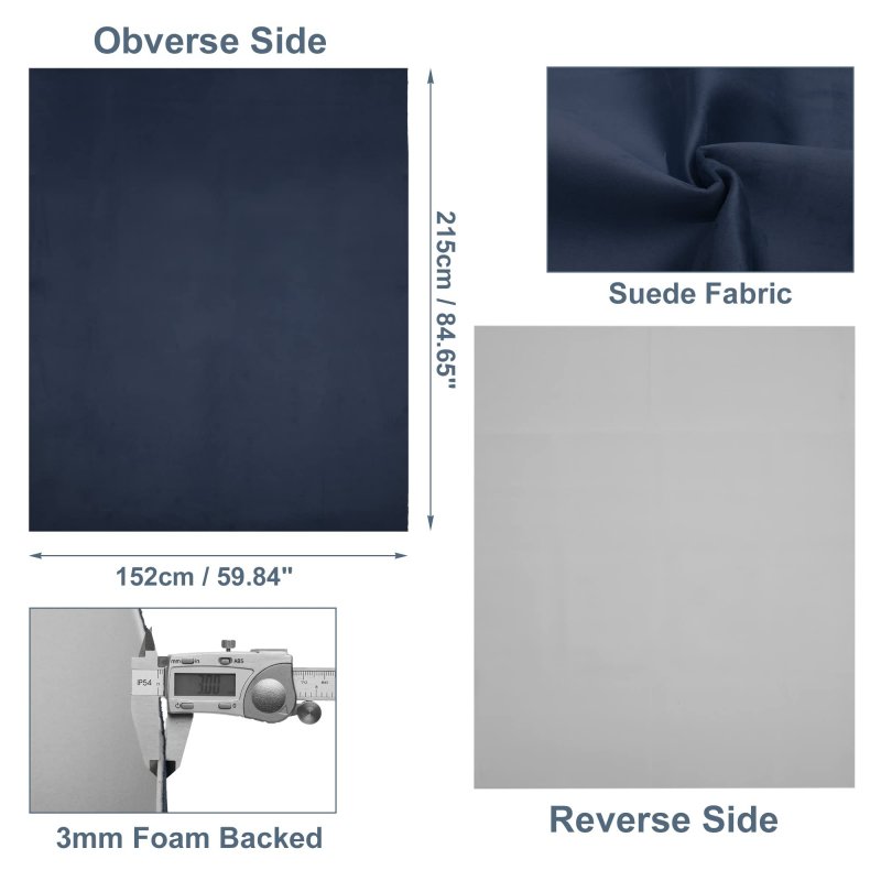 Suede Headliner Fabric 85 In X 60 Foam Backed For Car Truck Rv Suv Navy Blue Interior Trim Diy Repair Replacement