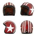 Woljay 3 4 Open Face Helmet Motorcycle Flat With Rebel Star Graphic White Red S