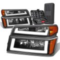 Dual Led Drl Black Housing Amber Corner Headlight Lamps Tool Kit Compatible With Chevy Colorado Gmc Canyon 04-12