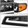 Dual Led Drl Black Housing Amber Corner Headlight Lamps Tool Kit Compatible With Chevy Colorado Gmc Canyon 04-12