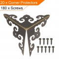 Uxcell 50x50x50mm Metal Box Corner Protectors Edge Guard Iron Bronze Tone 20pcs