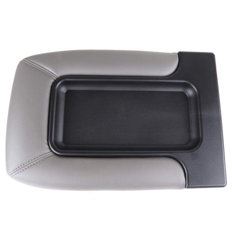 Center Console Lid Kit For 2002-2006 Cadillac Escalade Gray Synthetic Leather Armrest Cover Replacement With Hardware Fits