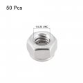 Uxcell 1 4-20 Unc Nylon Insert Hex Lock Nuts 304 Stainless Steel Plain Finish 50pcs