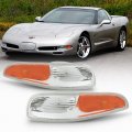 Acanii For 1997-2004 Chevy Corvette C5 Chrome Housing Bumper Turn Signal Parking Lights Side Marker Lamps Left Right