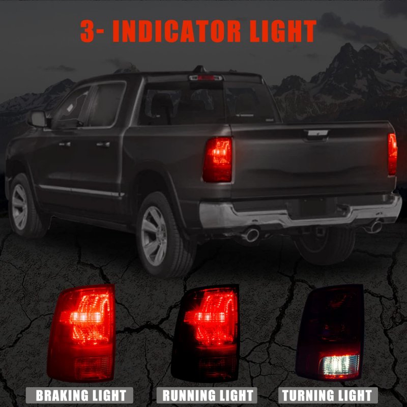Tail Light For 2009 2018 Dodge Ram 1500 2500 3500 And 2019 2022 Classic Left Driver Side Rear Brake Lamp With Bulb Replaces