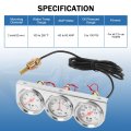 2 In 52mm Triple Gauge Set Kit With Oil Pressure Water Temperature And Amp Meter 3 1 For 12v Vehicles S086-cl-fba