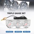 2 In 52mm Triple Gauge Set Kit With Oil Pressure Water Temperature And Amp Meter 3 1 For 12v Vehicles S086-cl-fba