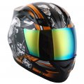 1storm Motorcycle Bike Full Face Helmet Mechanic Skull Tinted Visor Orange 