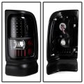 Acanii For Black 1994-2001 Dodge Ram 1500 2500 3500 C Strip Led Tail Lights Brake Lamps