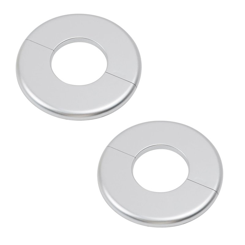 Wall Split Flange Round Escutcheon Plate For 2 In Pipe Pack Silver Abs Cover With Self Adhesive Tape And Buckles Water Gas