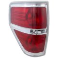 Tail Light Assembly For Ford F-150 2009 To 2014 Driver Side Rear Capa Certified Styleside Fx2 Model Red Lens With Chrome Accent 