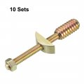 Uxcell 10 Sets Furniture Hardware Zinc Plated Half-moon Nut Connecting Fitting Bronze Tone