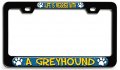 Greyhound Dogs Pets 3d Metal License Plate Frame Life Is Merrier Novelty Tag Holder For Auto Suv And Truck Universal Fit 12 X 6 