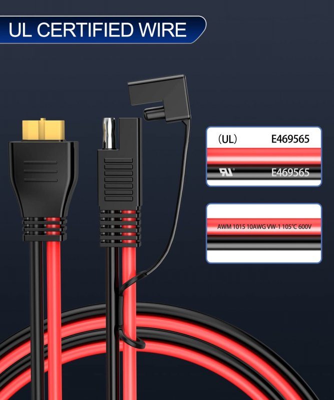 Electop 10awg Sae To Xt60 Connector Extension Cable Plug Female Adapter Charger Solar Panel Kit For Generator Portable Power