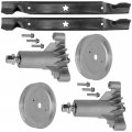 Caltric 2 Spindle Assembly Pulley Blade Compatible With Husqvarna Yt150 Yt180 Yt190 Yth130 Yth1342