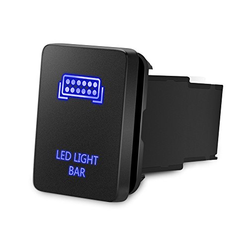 Backlit Led Light Bar Symbol Push Button With Wiring Kit On-off Switch For Toyota Blue Surface Size 1 28 X 0 87 Inches