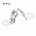Uxcell 24mm 0 94 Rigid Pipe Strap 2 Holes Tube Straps 201 Stainless Steel Tension Clip Clamp 45pcs