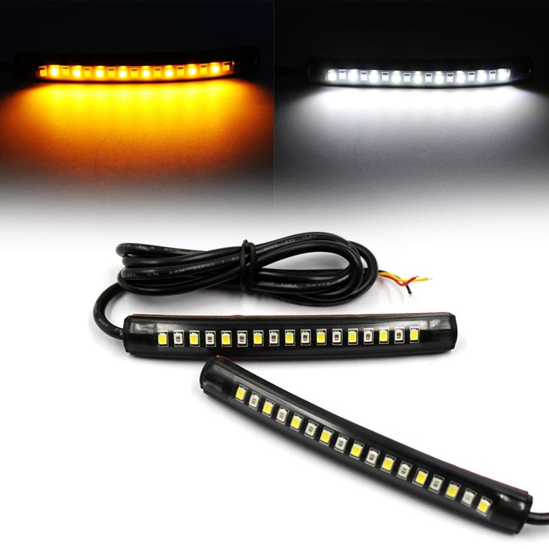 Universal Flexible Led Turn Signal Tail Brake License Plate Light 2 Pack For Motorcycle Bike Atv Car Rv Suv Amber White 4 6 In