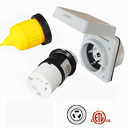 X-Haibei RV 30A 125V AC Female Locking Connector Plug with Weatherpoof Cover Boot Twist Lock Ring