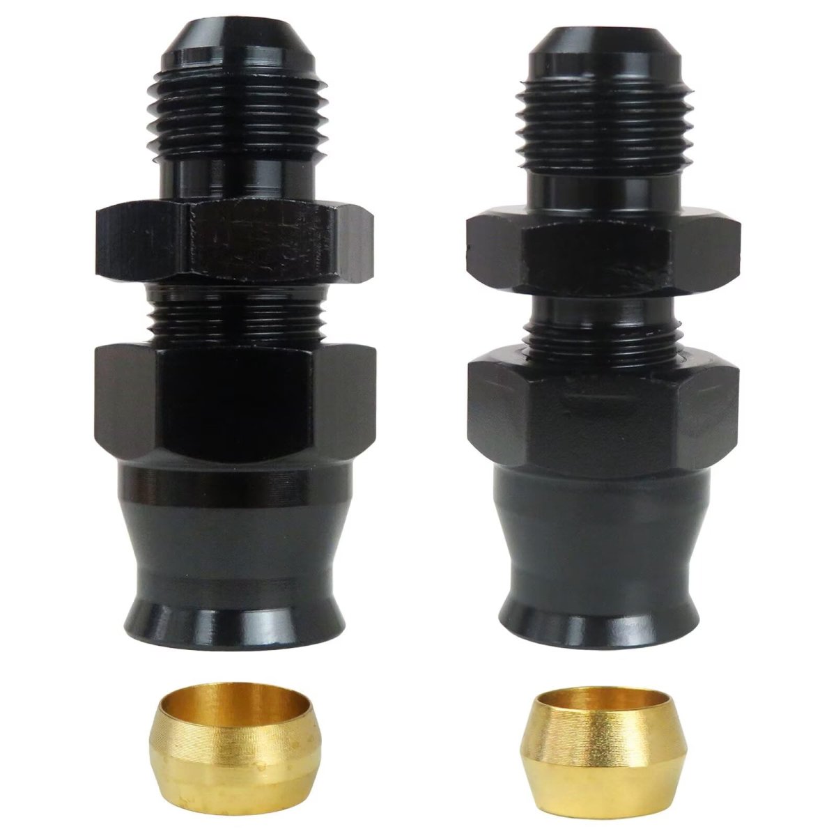 2pcs 6an Male To 3 8 5 16 Hardline Compression Fitting Adapter Aluminum Black