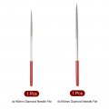 Uxcell 4mm X 160mm And 5mm 180mm Round Diamond Needle File Set Red Plastic Handle Rock For Metal Glass Stone 2pcs